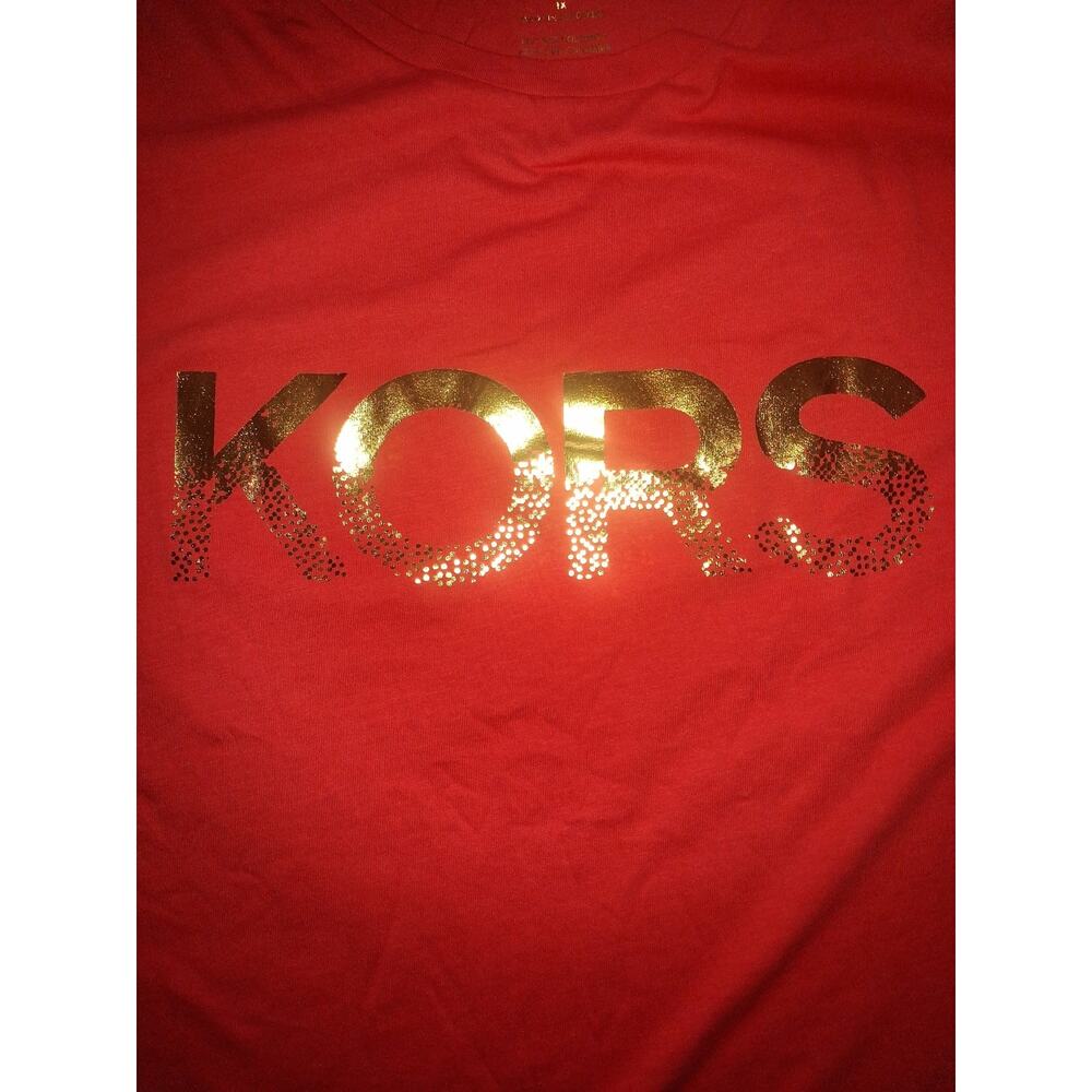 Michael Kors Light Red T-shirt Round Neck Short Sleeve Logo Womens Size 1XL - Picture 4 of 7